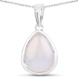 4.46 CTW Genuine White Agate .925 Sterling Silver Pendant