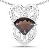 6.80 CTW Genuine Smoky Quartz .925 Sterling Silver Pendant