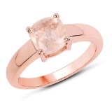 14K Rose Gold Plated 1.40 CTW Genuine Morganite .925 Sterling Silver Ring