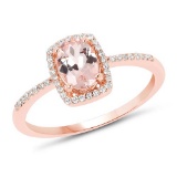 0.83 CTW Genuine Morganite and White Diamond 14K Rose Gold Ring
