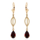3 CTW 14K Solid Gold Fleur De Lis Garnet Earrings