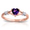 0.47 Carat 14K Solid Rose Gold Rings Natural Diamond Purple Amethyst