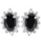 1.20 CT BLACK SAPPHIRE AND ACCENT DIAMOND 10KT SOLID WHITE GOLD EARRING