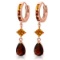5.15 Carat 14K Solid Rose Gold Huggie Earrings Dangling Garnet Citrine