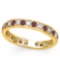 CERTIFIED 0.65 CT REDISH GARNET AND 0.6 CT CZ 14KT SOLID YELLOW GOLD RING