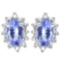 0.72 CT TANZANITE AND ACCENT DIAMOND 10KT SOLID WHITE GOLD EARRING