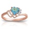 0.97 CTW 14K Solid Rose Gold Ring Natural Diamond Blue Topaz