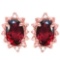 1.01 CT GARNET AND ACCENT DIAMOND 10KT SOLID ROSE GOLD EARRING