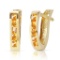0.7 Carat 14K Solid Gold Oval Huggie Earrings Citrine