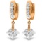 14K Solid Rose Gold Dangling Cubic Zirconia Hoop Earrings