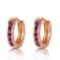 0.85 Carat 14K Solid Rose Gold Hoop Huggie Earrings Purple Amethyst