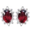 1.01 CT GARNET AND ACCENT DIAMOND 10KT SOLID WHITE GOLD EARRING
