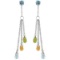 14K Solid White Gold Chandelier Earrings with Blue Topaz, Citrines & Peridots