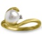 1.01 CTW 14K Solid Gold Ring Natural Diamond pearl