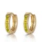 1 Carat 14K Solid Gold Hoop Huggie Earrings Peridot