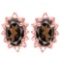 0.98 CT SMOKEY AND ACCENT DIAMOND 10KT SOLID ROSE GOLD EARRING