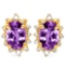 0.96 CT AMETHYST AND ACCENT DIAMOND 10KT SOLID YELLOW GOLD EARRING