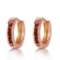 1.3 Carat 14K Solid Rose Gold Hoop Huggie Earrings Garnet