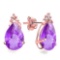 1.21 CT AMETHYST AND ACCENT DIAMOND 10KT SOLID ROSE GOLD EARRING
