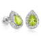 0.79 CT PERIDOT AND ACCENT DIAMOND 10KT SOLID WHITE GOLD EARRING