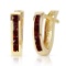 1.3 Carat 14K Solid Gold Oval Huggie Earrings Garnet