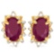 1.31 CT RUBY AND ACCENT DIAMOND 10KT SOLID YELLOW GOLD EARRING