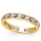 CERTIFIED 0.42 CT AMETHYST AND 0.6 CT CZ 14KT SOLID YELLOW GOLD RING