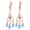 4.83 Carat 14K Solid Rose Gold Chandelier Diamond Earrings Blue Topaz