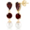 10.5 Carat 14K Solid Gold Chandelier Earrings Garnet pearl