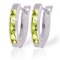 1 Carat 14K Solid White Gold Oval Huggie Earrings Peridot