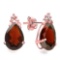 1.05 CT GARNET AND ACCENT DIAMOND 10KT SOLID ROSE GOLD EARRING