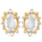 1.2 CT WHITE TOPAZ AND ACCENT DIAMOND 10KT SOLID YELLOW GOLD EARRING