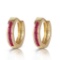1.3 Carat 14K Solid Gold Hoop Earrings Natural Ruby