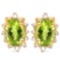 0.98 CT PERIDOT AND ACCENT DIAMOND 10KT SOLID YELLOW GOLD EARRING