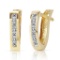 0.04 Carat 14K Solid Gold Oval Huggie Earrings Diamond