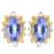 0.72 CT TANZANITE AND ACCENT DIAMOND 10KT SOLID YELLOW GOLD EARRING
