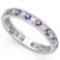 CERTIFIED 0.42 CT AMETHYST AND 0.6 CT CZ 14KT SOLID WHITE GOLD RING