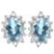 1.08 CT SKY BLUE TOPAZ AND ACCENT DIAMOND 10KT SOLID WHITE GOLD EARRING