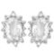 1.2 CT WHITE TOPAZ AND ACCENT DIAMOND 10KT SOLID WHITE GOLD EARRING