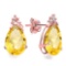 1.15 CT CITRINE AND ACCENT DIAMOND 10KT SOLID ROSE GOLD EARRING