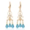 4.81 Carat 14K Solid Gold Chandelier Diamond Earrings Blue Topaz