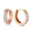 0.04 CTW 14K Solid Rose Gold Hoop Huggie Earrings Diamond