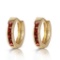 1.3 Carat 14K Solid Gold Hoop Huggie Earrings Garnet