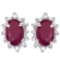 1.31 CT RUBY AND ACCENT DIAMOND 10KT SOLID WHITE GOLD EARRING