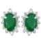 0.79 CT EMERALD AND ACCENT DIAMOND 10KT SOLID WHITE GOLD EARRING