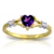 0.47 Carat 14K Solid Gold Rings Natural Diamond Purple Amethyst