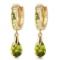 3.9 Carat 14K Solid Gold Huggie Earrings Dangling Peridot