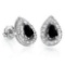 0.83 CT BLACK SAPPHIRE AND ACCENT DIAMOND 10KT SOLID WHITE GOLD EARRING