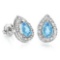 0.68 CT SKY BLUE TOPAZ AND ACCENT DIAMOND 10KT SOLID WHITE GOLD EARRING