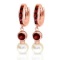 4.3 Carat 14K Solid Rose Gold Huggie Earrings pearl Garnet